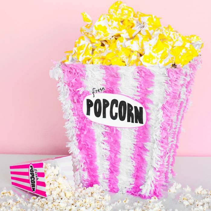 Pignatta scatola Popcorn righe rosa