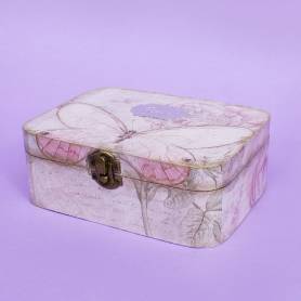 scatola découpage rosa e farfalla