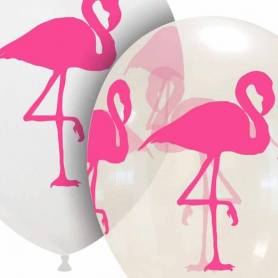 Palloncini stampa Flamingo trasparente e bianco