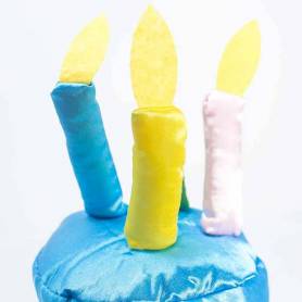 Cappello torta buon compleanno azzurro candeline