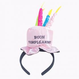 Cappello torta buon compleanno rosa