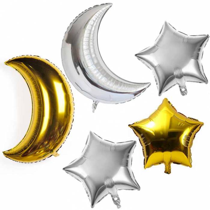 Set palloncini luna stella oro argento
