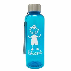 Bottiglia personalizzata con nome azzurro