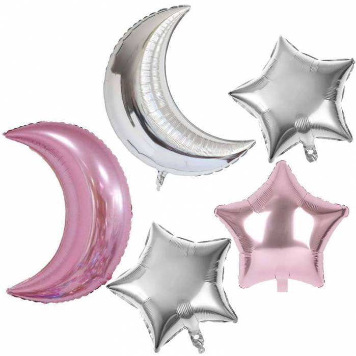 Set palloncini luna stella rosa
