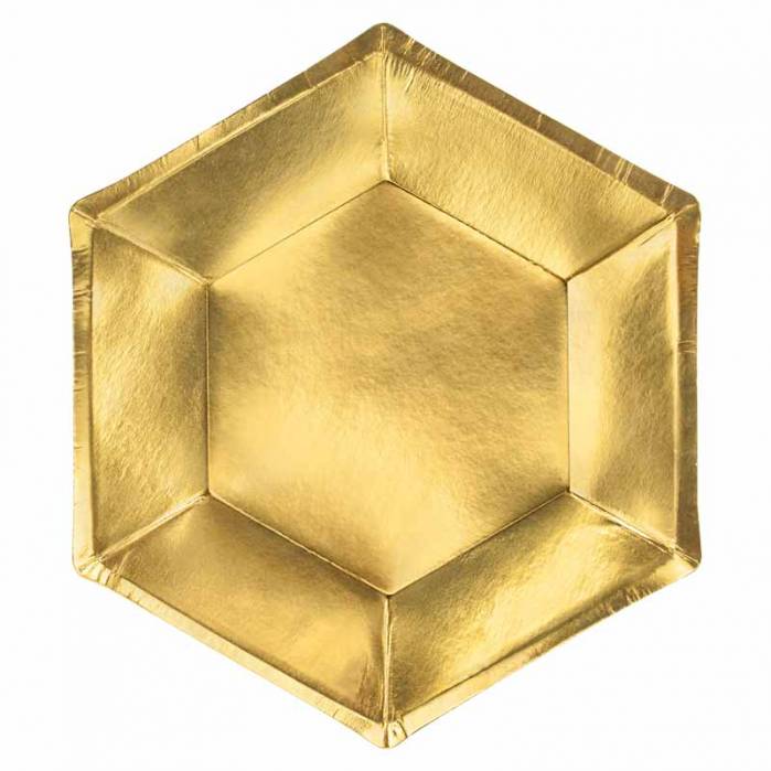 Piatti di Carta Esagonali Oro Metallizzato - Festa e Regali