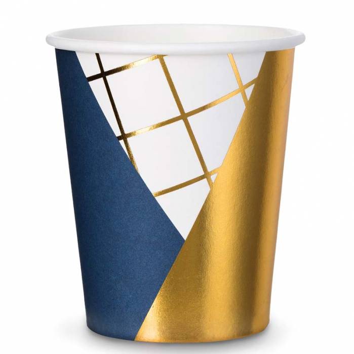 Bicchieri geometrici blu royal oro