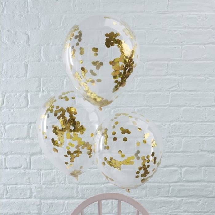 Palloncini con coriandoli oro
